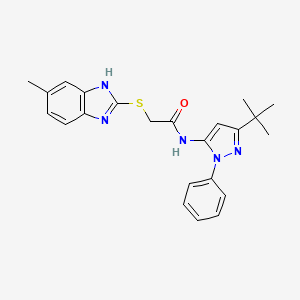 molecular formula C23H25N5OS B1224288 N-(5-tert-butyl-2-phenyl-3-pyrazolyl)-2-[(6-methyl-1H-benzimidazol-2-yl)thio]acetamide 