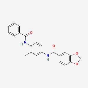 molecular formula C22H18N2O4 B1224294 N-(4-benzamido-3-methylphenyl)-1,3-benzodioxole-5-carboxamide 