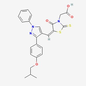 molecular formula C25H23N3O4S2 B1224298 (5-{[3-(4-isobutoxyphenyl)-1-phenyl-1H-pyrazol-4-yl]methylene}-4-oxo-2-thioxo-1,3-thiazolidin-3-yl)acetic acid 