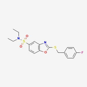 N,N-diethyl-2-[(4-fluorophenyl)methylthio]-1,3-benzoxazole-5-sulfonamide