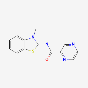 N-(3-methyl-1,3-benzothiazol-2-ylidene)-2-pyrazinecarboxamide
