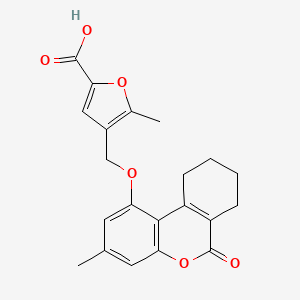 5-Methyl-4-[(3-methyl-6-oxo-7,8,9,10-tetrahydrobenzo[c][1]benzopyran-1-yl)oxymethyl]-2-furancarboxylic acid