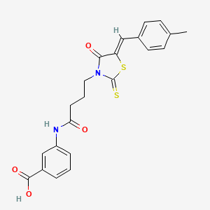 3-[4-[(5Z)-5-[(4-methylphenyl)methylidene]-4-oxo-2-sulfanylidene-1,3-thiazolidin-3-yl]butanoylamino]benzoic acid