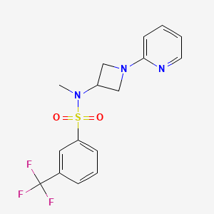molecular formula C16H16F3N3O2S B12243280 N-methyl-N-[1-(pyridin-2-yl)azetidin-3-yl]-3-(trifluoromethyl)benzene-1-sulfonamide 