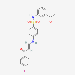 molecular formula C23H19FN2O4S B1224337 N-(3-Acetyl-phenyl)-4-[(E)-3-(4-fluoro-phenyl)-3-oxo-propenylamino]-benzenesulfonamide 
