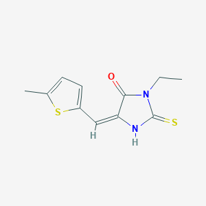 (5E)-3-ethyl-5-[(5-methylthiophen-2-yl)methylidene]-2-sulfanylideneimidazolidin-4-one