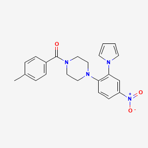molecular formula C22H22N4O3 B1224361 (4-Methylphenyl)-[4-[4-nitro-2-(1-pyrrolyl)phenyl]-1-piperazinyl]methanone 