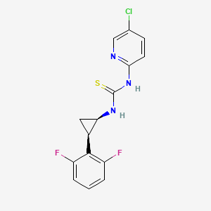 molecular formula C15H12ClF2N3S B1224368 N'-(5-Chloro-2-pyridinyl)-N-[cis-2-(2,6-difluorophenyl)cyclopropyl]-thiourea 