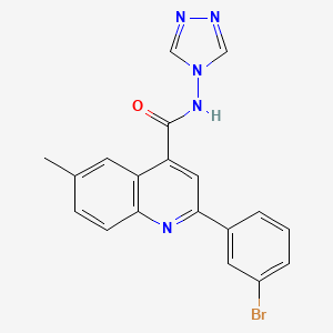 molecular formula C19H14BrN5O B1224375 2-(3-bromophenyl)-6-methyl-N-(1,2,4-triazol-4-yl)-4-quinolinecarboxamide 