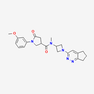 molecular formula C23H27N5O3 B12243758 N-(1-{5H,6H,7H-cyclopenta[c]pyridazin-3-yl}azetidin-3-yl)-1-(3-methoxyphenyl)-N-methyl-5-oxopyrrolidine-3-carboxamide 