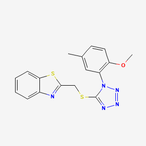 molecular formula C17H15N5OS2 B1224390 2-[[[1-(2-Methoxy-5-methylphenyl)-5-tetrazolyl]thio]methyl]-1,3-benzothiazole 