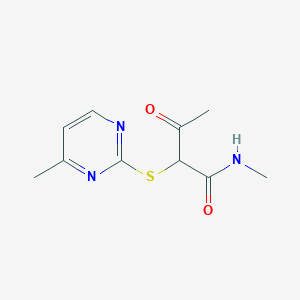 molecular formula C10H13N3O2S B12243933 N-methyl-2-[(4-methylpyrimidin-2-yl)sulfanyl]-3-oxobutanamide 