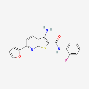 molecular formula C18H12FN3O2S B1224417 3-amino-N-(2-fluorophenyl)-6-(2-furanyl)-2-thieno[2,3-b]pyridinecarboxamide 