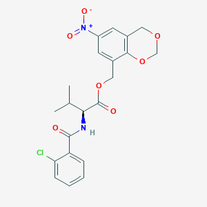 (2S)-2-[[(2-chlorophenyl)-oxomethyl]amino]-3-methylbutanoic acid (6-nitro-4H-1,3-benzodioxin-8-yl)methyl ester