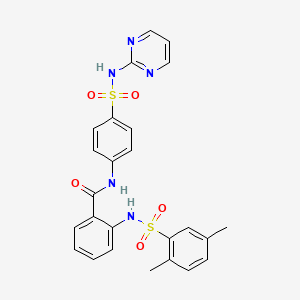 molecular formula C25H23N5O5S2 B1224425 2-[(2,5-dimethylphenyl)sulfonylamino]-N-[4-(2-pyrimidinylsulfamoyl)phenyl]benzamide 