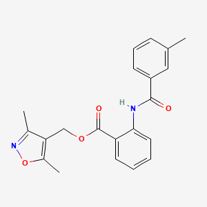 molecular formula C21H20N2O4 B1224430 2-[[(3-Methylphenyl)-oxomethyl]amino]benzoic acid (3,5-dimethyl-4-isoxazolyl)methyl ester 