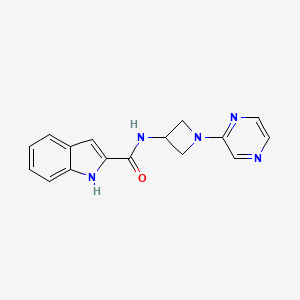 molecular formula C16H15N5O B12244374 N-[1-(pyrazin-2-yl)azetidin-3-yl]-1H-indole-2-carboxamide 