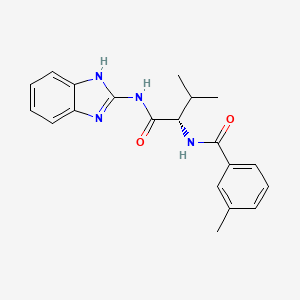 molecular formula C20H22N4O2 B1224438 N-[(2S)-1-(1H-benzimidazol-2-ylamino)-3-methyl-1-oxobutan-2-yl]-3-methylbenzamide 