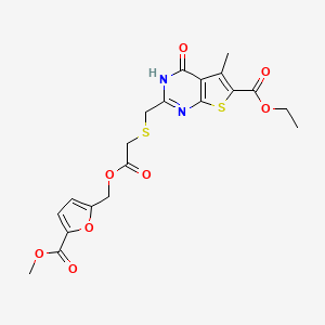 2-[[[2-[(5-methoxycarbonyl-2-furanyl)methoxy]-2-oxoethyl]thio]methyl]-5-methyl-4-oxo-3H-thieno[2,3-d]pyrimidine-6-carboxylic acid ethyl ester