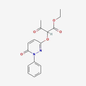 molecular formula C16H16N2O5 B1224471 ethyl 3-oxo-2-[(6-oxo-1-phenyl-1,6-dihydropyridazin-3-yl)oxy]butanoate 