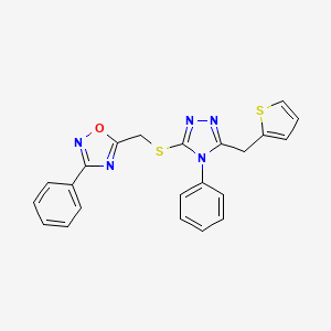 3-Phenyl-5-[[[4-phenyl-5-(thiophen-2-ylmethyl)-1,2,4-triazol-3-yl]thio]methyl]-1,2,4-oxadiazole