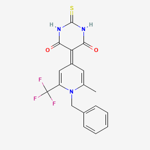 5-[2-Methyl-1-(phenylmethyl)-6-(trifluoromethyl)-4-pyridinylidene]-2-sulfanylidene-1,3-diazinane-4,6-dione