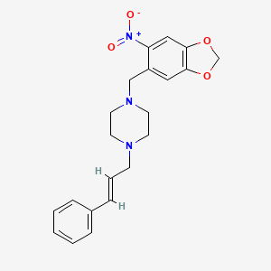 1-[(6-nitro-1,3-benzodioxol-5-yl)methyl]-4-[(2E)-3-phenylprop-2-en-1-yl]piperazine