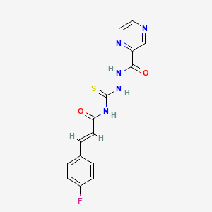 (E)-3-(4-fluorophenyl)-N-[(pyrazine-2-carbonylamino)carbamothioyl]prop-2-enamide