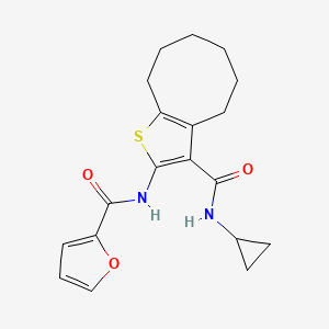 molecular formula C19H22N2O3S B1224494 N-[3-(CYCLOPROPYLCARBAMOYL)-4H5H6H7H8H9H-CYCLOOCTA[B]THIOPHEN-2-YL]FURAN-2-CARBOXAMIDE 