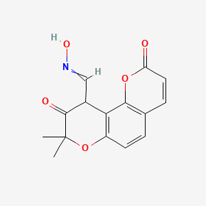 molecular formula C15H13NO5 B1224503 8,8-dimethyl-2,9-dioxo-10H-pyrano[2,3-f][1]benzopyran-10-carboxaldehyde oxime 