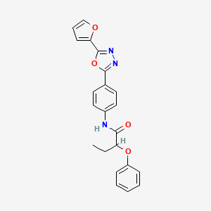 molecular formula C22H19N3O4 B1224506 N-[4-[5-(2-furanyl)-1,3,4-oxadiazol-2-yl]phenyl]-2-phenoxybutanamide 