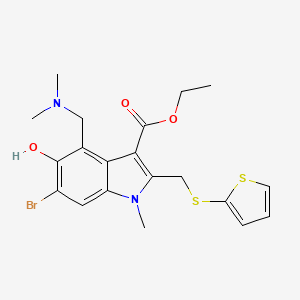 6-Bromo-4-[(dimethylamino)methyl]-5-hydroxy-1-methyl-2-[(thiophen-2-ylthio)methyl]-3-indolecarboxylic acid ethyl ester