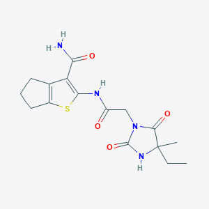 2-[[2-(4-ethyl-4-methyl-2,5-dioxo-1-imidazolidinyl)-1-oxoethyl]amino]-5,6-dihydro-4H-cyclopenta[b]thiophene-3-carboxamide