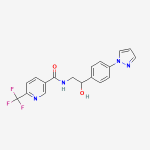molecular formula C18H15F3N4O2 B12245356 N-{2-hydroxy-2-[4-(1H-pyrazol-1-yl)phenyl]ethyl}-6-(trifluoromethyl)pyridine-3-carboxamide 
