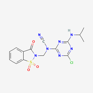 [4-Chloro-6-(propan-2-ylamino)-1,3,5-triazin-2-yl]-[(1,1,3-trioxo-1,2-benzothiazol-2-yl)methyl]cyanamide