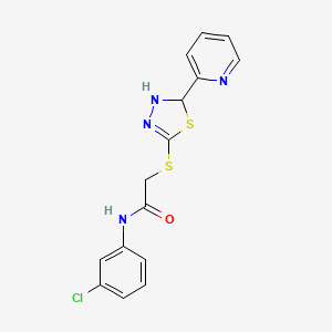 molecular formula C15H13ClN4OS2 B1224547 N-(3-chlorophenyl)-2-[[2-(2-pyridinyl)-2,3-dihydro-1,3,4-thiadiazol-5-yl]thio]acetamide 