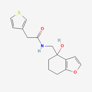 molecular formula C15H17NO3S B12245502 N-[(4-hydroxy-4,5,6,7-tetrahydro-1-benzofuran-4-yl)methyl]-2-(thiophen-3-yl)acetamide 