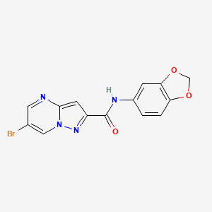 molecular formula C14H9BrN4O3 B1224558 N-(2H-1,3-BENZODIOXOL-5-YL)-6-BROMOPYRAZOLO[1,5-A]PYRIMIDINE-2-CARBOXAMIDE 