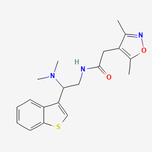 molecular formula C19H23N3O2S B12245608 N-[2-(1-benzothiophen-3-yl)-2-(dimethylamino)ethyl]-2-(3,5-dimethyl-1,2-oxazol-4-yl)acetamide 