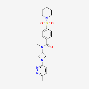 molecular formula C21H27N5O3S B12245779 N-methyl-N-[1-(6-methylpyridazin-3-yl)azetidin-3-yl]-4-(piperidine-1-sulfonyl)benzamide 