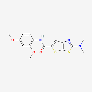 molecular formula C16H17N3O3S2 B12245788 N-(2,4-dimethoxyphenyl)-2-(dimethylamino)thieno[3,2-d][1,3]thiazole-5-carboxamide 