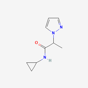 molecular formula C9H13N3O B12245836 N-cyclopropyl-2-(1H-pyrazol-1-yl)propanamide 
