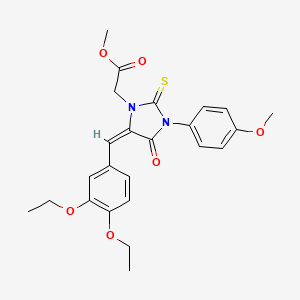 methyl 2-[(5E)-5-[(3,4-diethoxyphenyl)methylidene]-3-(4-methoxyphenyl)-4-oxo-2-sulfanylideneimidazolidin-1-yl]acetate