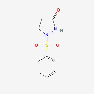 molecular formula C9H10N2O3S B1224598 1-(Benzenesulfonyl)pyrazolidin-3-one CAS No. 477850-49-0