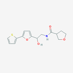 molecular formula C15H17NO4S B12246189 N-{2-hydroxy-2-[5-(thiophen-2-yl)furan-2-yl]ethyl}oxolane-3-carboxamide 