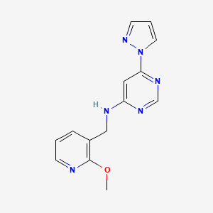 molecular formula C14H14N6O B12246274 N-[(2-methoxypyridin-3-yl)methyl]-6-(1H-pyrazol-1-yl)pyrimidin-4-amine 