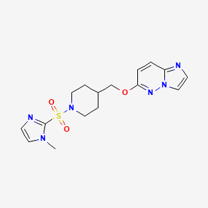 molecular formula C16H20N6O3S B12246306 4-({imidazo[1,2-b]pyridazin-6-yloxy}methyl)-1-[(1-methyl-1H-imidazol-2-yl)sulfonyl]piperidine 