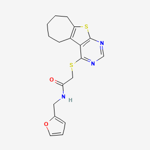 molecular formula C18H19N3O2S2 B1224640 N-(2-furanylmethyl)-2-(6,7,8,9-tetrahydro-5H-cyclohepta[2,3]thieno[2,4-d]pyrimidin-4-ylthio)acetamide 