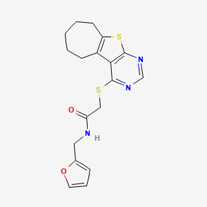 N-(2-furanylmethyl)-2-(6,7,8,9-tetrahydro-5H-cyclohepta[2,3]thieno[2,4-d]pyrimidin-4-ylthio)acetamide