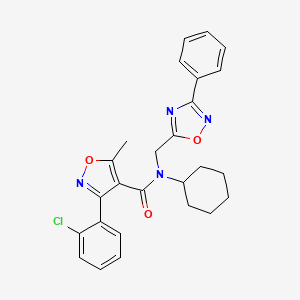 3-(2-chlorophenyl)-N-cyclohexyl-5-methyl-N-[(3-phenyl-1,2,4-oxadiazol-5-yl)methyl]-4-isoxazolecarboxamide